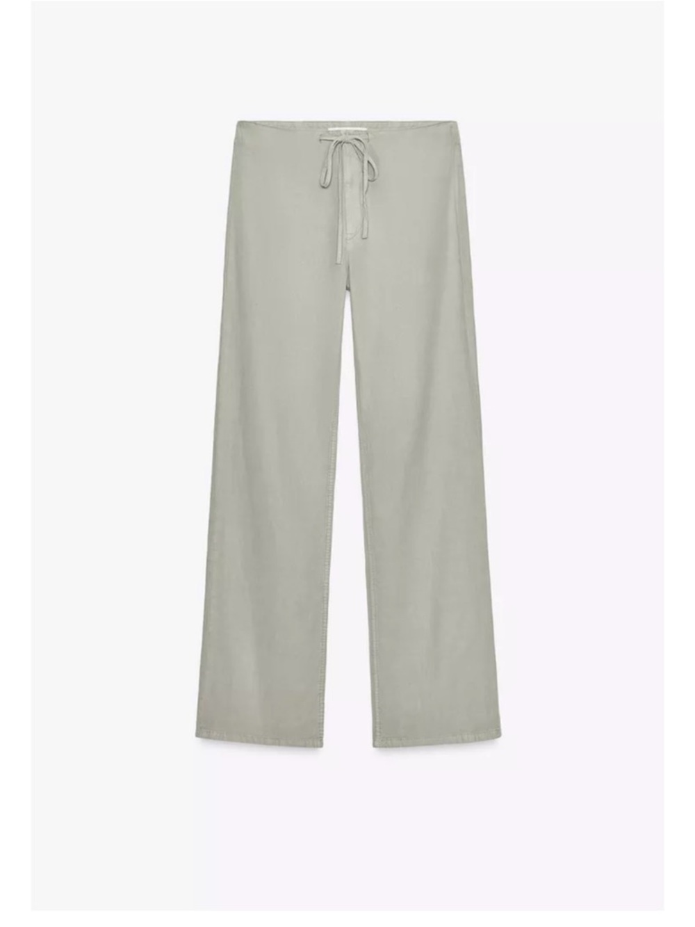 Zara Light Gray Wide-Leg Drawstring Pants